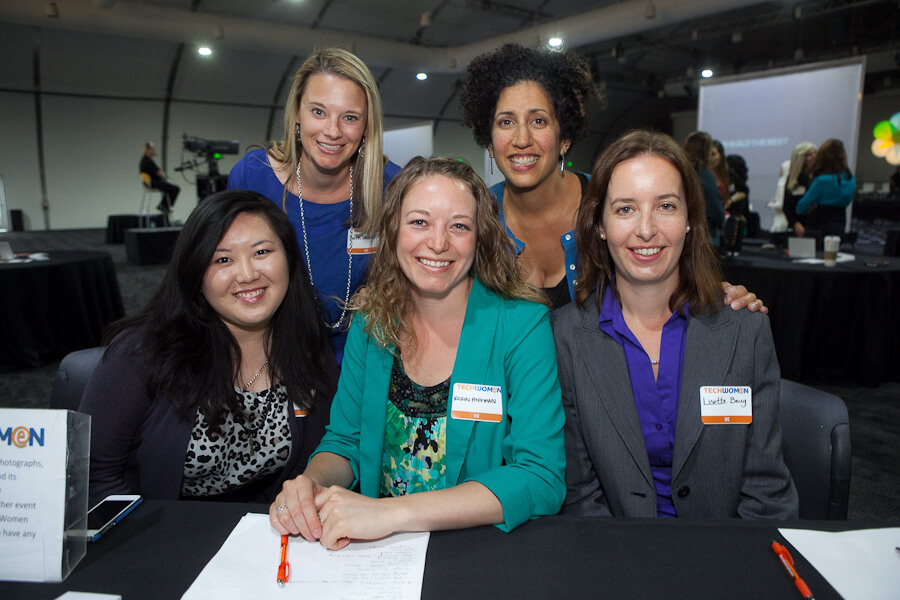 Korin (center) with IIE colleagues at a TechWomen event