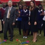 Evan Ryan, Assistant Secretary of the Bureau of Educational and Cultural Affairs, and Ben Roode, Acting Public Affairs Officer at the U.S. Embassy in Kigali, prepare to launch rockets at the Embassy's inaugural Girls Tech Fair.
