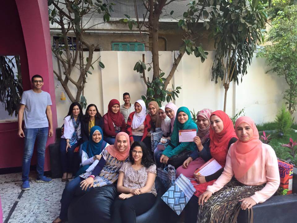 TechWomen alumnae and HIST participants celebrate the end of the first round of workshops at the closing ceremony.
