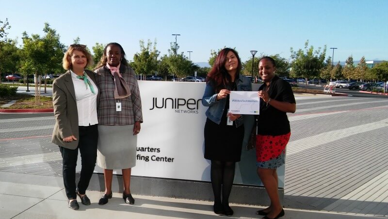Outside of Juniper Networks headquarters with fellow mentees.