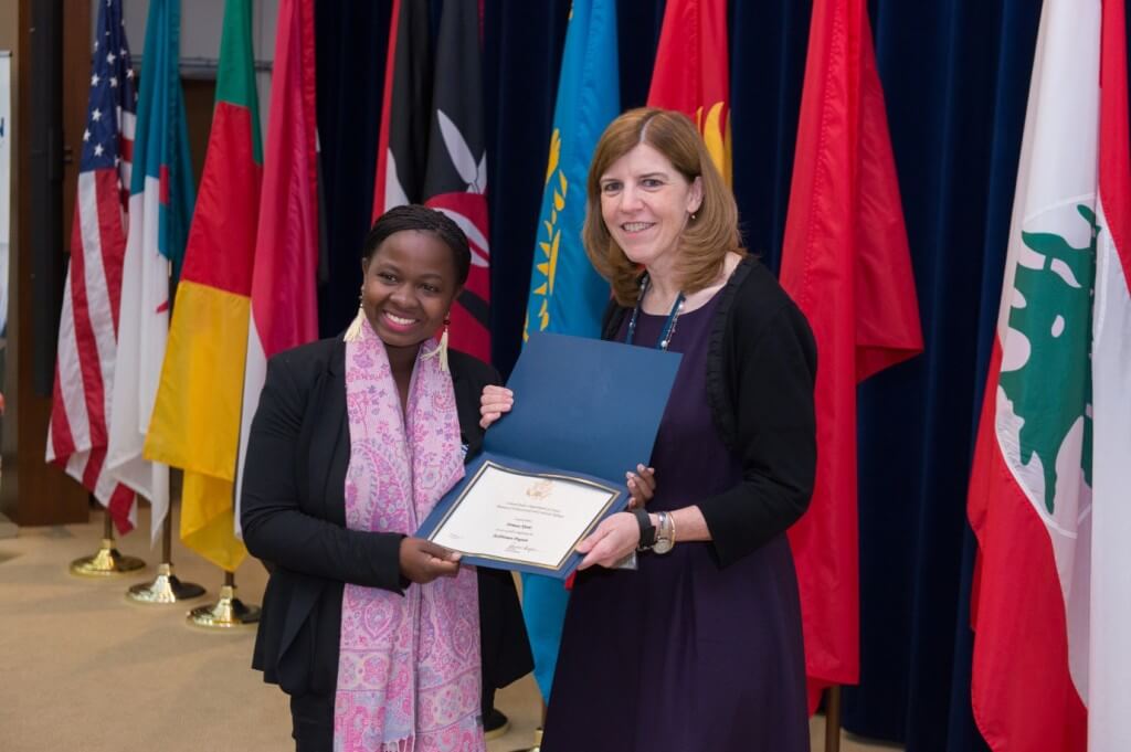 Photo Credit: Techwomen – Receiving my Techwomen completion certificate from Sheila Casey, Deputy Director at the Office of Citizen Exchanges, at the State Department, Washington DC