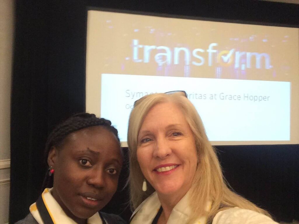 Abiola Ilupeju (2015 EL at Symantec), Eileen Brewer (Director, Security Appliances Team @Symantec, professional mentor)