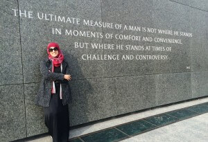 Eman at the Martin Luther King Jr. memorial in Washington, D.C.