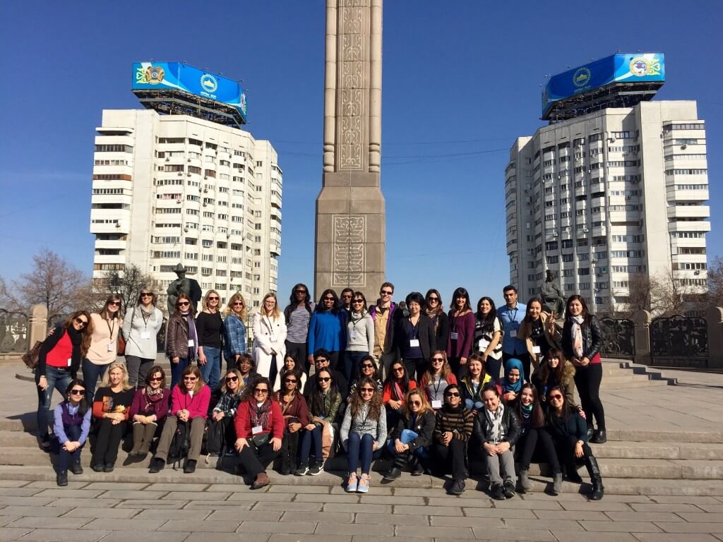 The first TechWomen delegation to Central Asia and to Kazakhstan visited sites in central and southern Almaty, including the Monument of Independence