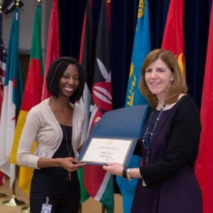 Capping off five weeks of learning with a certificate of completion presented by Sheila Casey of the  U.S. State Department.