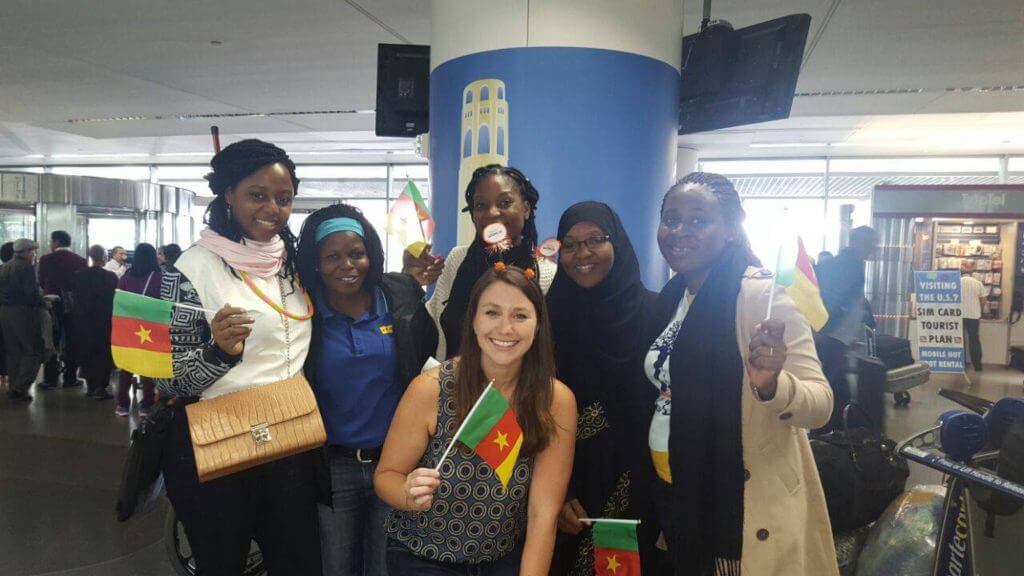 Welcoming the 2016 Emerging Leaders from Cameroon at the airport on arrival day.